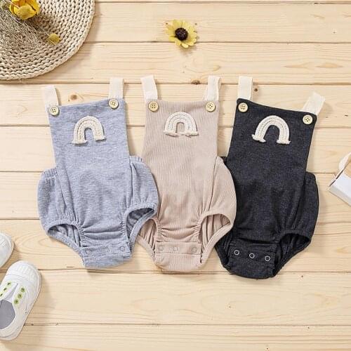 Summer Baby Unisex Jumpsuit Strap Hidden Buttons Toddler Newborn Baby Boys Girls Bodysuits Children’s Romper for Going out