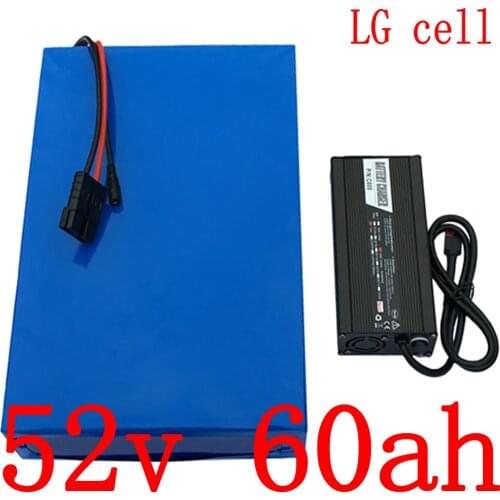 Free customs tax 52V 1000W 1500W 2000W battery52V 60AH electric bike battery 52V 60AH Lithium ion battery use LG cell+5A charger