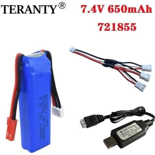 7.4v 650mah lipo battery with charger 2S for WLtoys A202 A212 A222 A232 A242 A252 4WD RC Car for 7.4v 721855 toys accessory