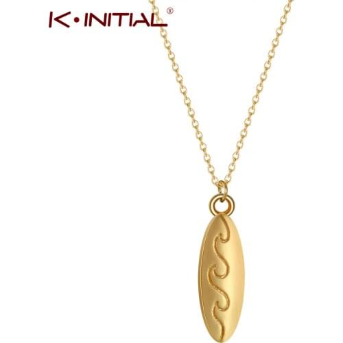 Kinitial Fashion Ocean Wave Surfboard Necklace For Women Man Lovers Sharp Surfboard Shape Pendant Necklace Engagement Jewelry