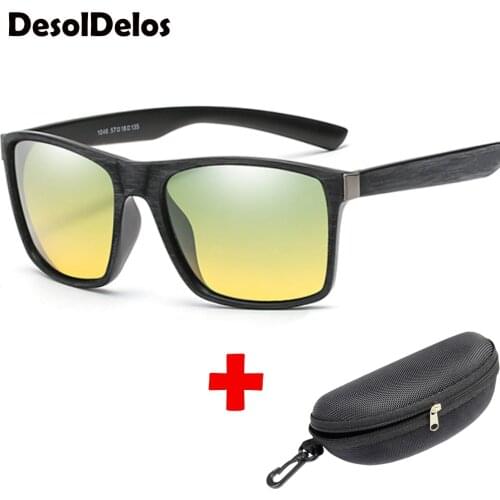 Mens Day and Night Driving Polarized sunglasses yellow lens Men night vision goggles Unisex Pilot Sun Glasses Goggles Eyewear