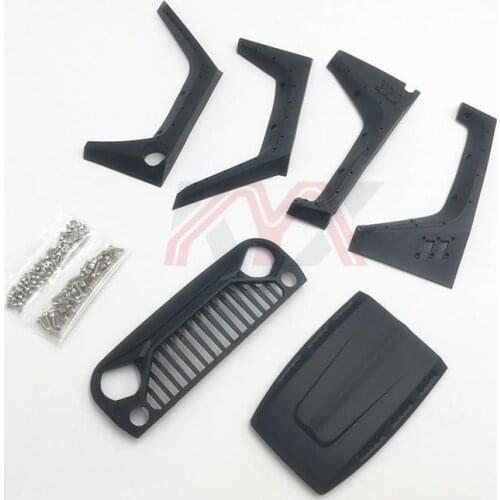 Nylon Angry Front Grille Engine Cover Wheel Eyebrow Set For 1/10 RC Crawler Car Jeep Wrangler 90046 90047 90048 Axial Scx10