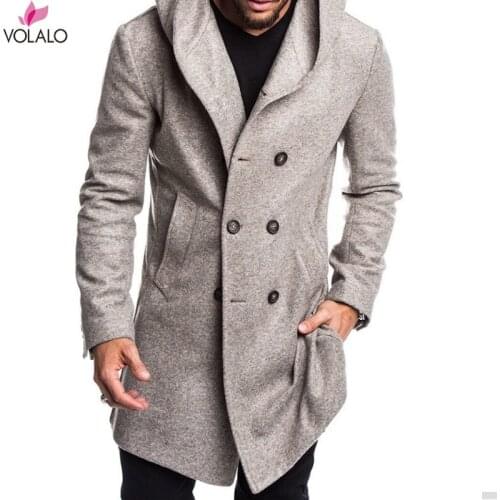 Fall/winter New Mens Woolen Coat Slim Mid-length Trench Coat Fashion Slim Wild Double-breasted Male Long Overcoat Jacket
