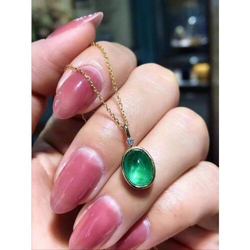 Emerald natural diamond inlaid female Pendant Necklace Christmas birthday party anniversary noble jewelry gift