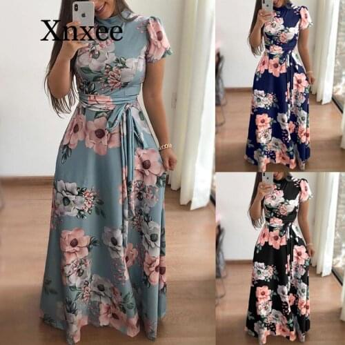 Summer Long Boho Maxi Dresses Woman Floral Print Dress Women Vintage Elegant Party Dresses Robe Femme Longue Vestidos De Fiesta