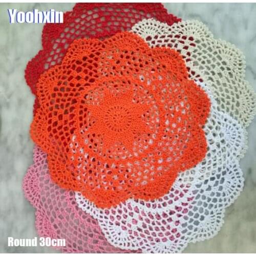 HOT Round Cotton Crochet Table Place Mat Cloth Lace Placemat Cup Mug Coffee Coaster Drink Doily Christmas Dining Tea Pad Kitchen