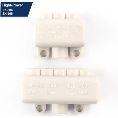 High Power Splitter Connectors Quick Electrical Cable Junction Box Wire Connector Terminal Block 60A/400V 1-6mm2 ZK-306/506