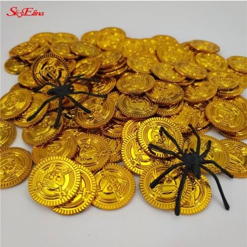 50/100pcs Gouden Munten Piraat Schat Game Halloween Spelen Geld Pirate Party Props Kid Party Kerst Decoratie Benodigdheden 7z