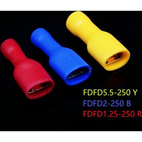 Connector faston FDFD1.25-250 FDFD2-250 FDFD5-250 Insulated Spade Crimp Wire Cable Connector Terminal Male