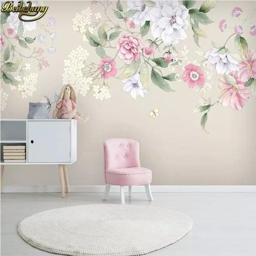 Beibehang Modern Hand painted floral wallpapers for living room minimalist TV background photo mural wall paper home improvement