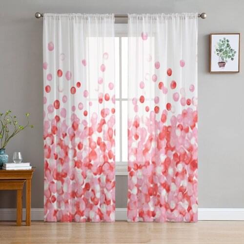 Pink Bubble Balloon Tulle Curtains for Bedroom Modern Voile Curtains Home Decoration Window Curtains