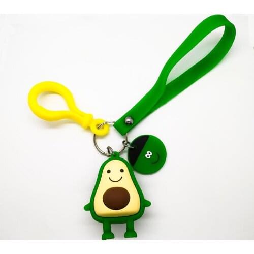 SMILING FACE GREEN AVOCADO PLASTIC HOOK 3 DIMENSIONAL KEY chain