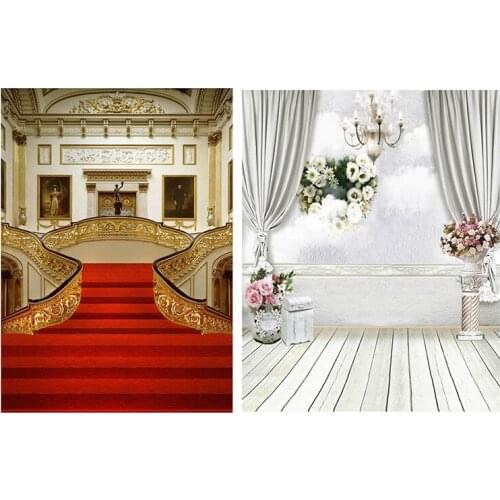 Castle Photography Backdrops Vinyl 5X7Ft & White Curtain Backdrop Studio Flower