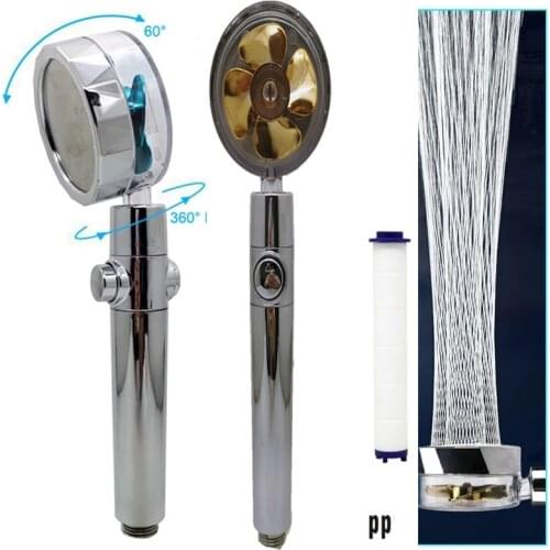 2021Latest 360Degrees rotation water saving shower head Rotating With Small Fan Pressurize ABS spray Nozzle Bathroom Accessories
