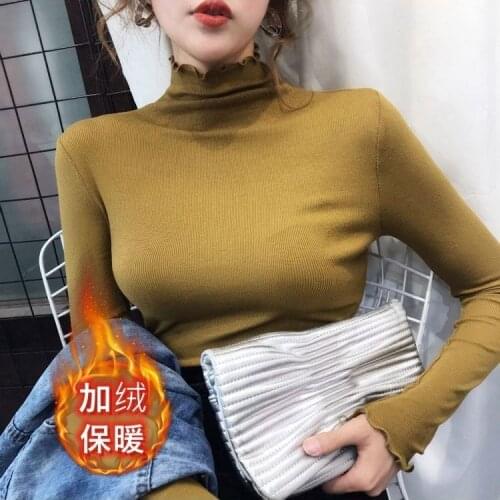 Woman Tshirts Turtleneck Womens Autumn Clothing Long Sleeve Tops Mujer Camisetas