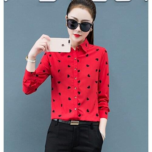 Womens Shirts Summer Long Sleeve Blouses Women Clothing Korean Style Casual OL Shirt Print Blusas Y Camisas Femme Plus Size