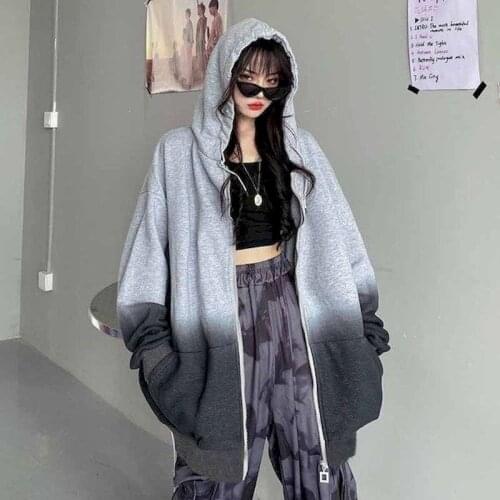 2021 Autumn And Winter Korean Loose Hooded Couple Suit Contrast Coat Loose Clothes Women Clothing Oversized Ladies Coats Kawaii
