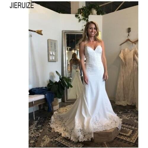 JIERUIZE Mermaid Wedding Dresses Sweetheart Neck With Appliques Backless Long Formal Bridal Gowns Summer Boho vestido de noiva