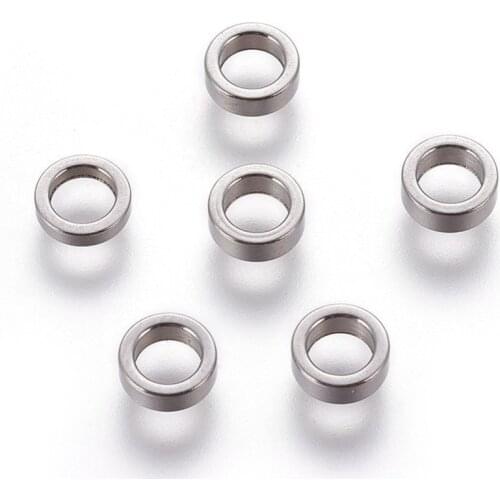 100pcs 304 Stainless Steel Spacer Beads 6mm Flat Round Loose Large Hole Beads for Charms Bracelet Making Jewelry Findings
