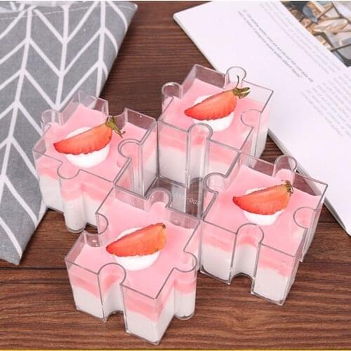40pcs Net Red Puzzle Mousse Cake Cup Disposable Transparent Plastic Cup Wedding Birthday Party favors Pudding Jelly Dessert Cups