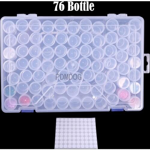 76 Bottle Diamond Painting Accessories Box Rhinestone Embroidery Crystal Bead Organizer Storage Boxes Case Container Tools