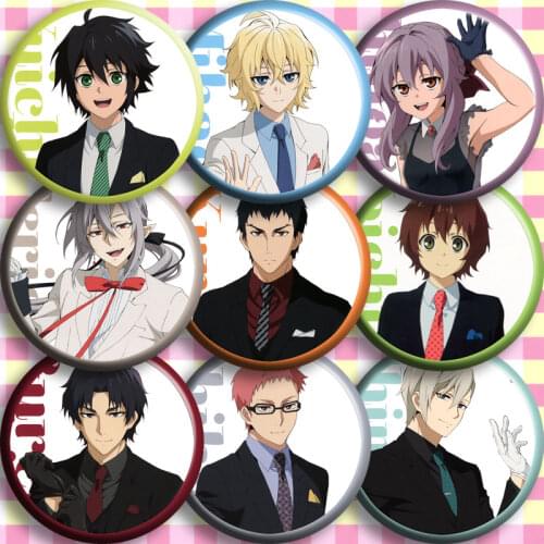 Seraph of the end Hiiragi Shinoa Yoichi Saotome Shiho Kimizuki cartoon Badge 58 mm Acrylic Icons