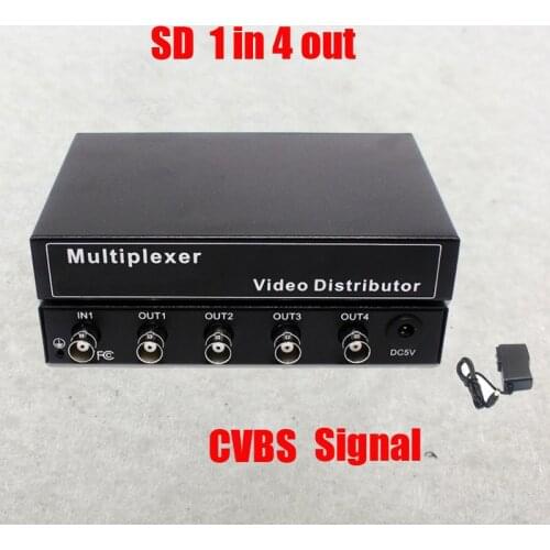 Free Shipping 1 In 4 Out Composite BNC Connector Video Distributor Amplifier 1-4CH Splitter For CCTV Security Camera