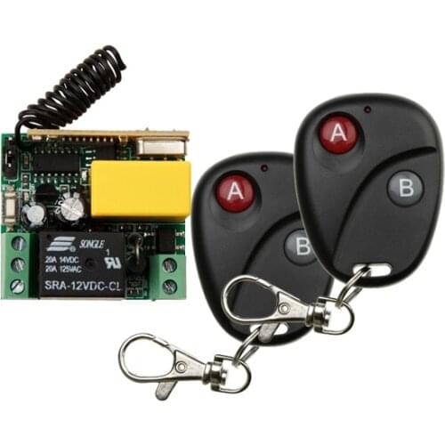 New AC220V 1 CH Wireless Remote Control Lighting Switch 10A Relay Mini Receiver and 2Keys Remote Controller for Lights & Windows