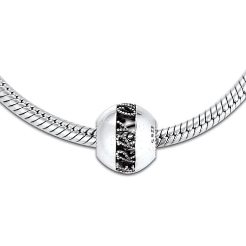 DIY Fits for Pandora Charms Bracelets Openwork Merry Christmas Beads 100% 925 Sterling-Silver-Jewelry Free Shipping