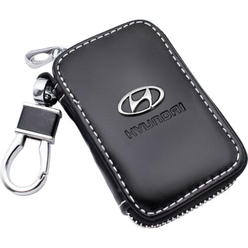 Genuine Leather Car Key Cover For Hyundai Santa Fe Sonata Solaris Azera Creta I30 Ix25 Tucson Keychain Key cases Car Accessories