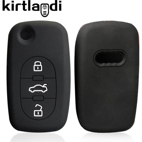 Kirtlandi key case for audi a1 a4 b6 a6 c5 tt 8N silicone car key cover 3 button key holder keychain accessories protection