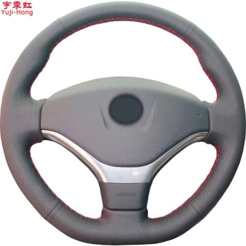Yuji-Hong Artificial Leather Car Steering Wheel Covers Case for Peugeot 308 2011-2015 408 2012-2013 Hand-stitched Cover