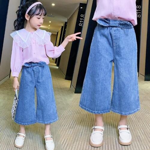Kids Jeans Baby Girls Jeans Children Toddler Boys Pants Casual Girls Trousers Girls Clothes Girl Wide Leg Jeans for Girl 2-8Y