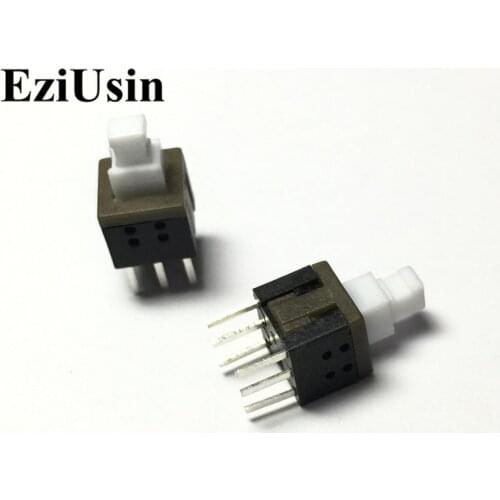 EziUsin 100pcs 5.8*5.8 Self-locking PCB Keyboard Micro Switch Push Tactile Power Self lock On/Off Latching Switch Pointed