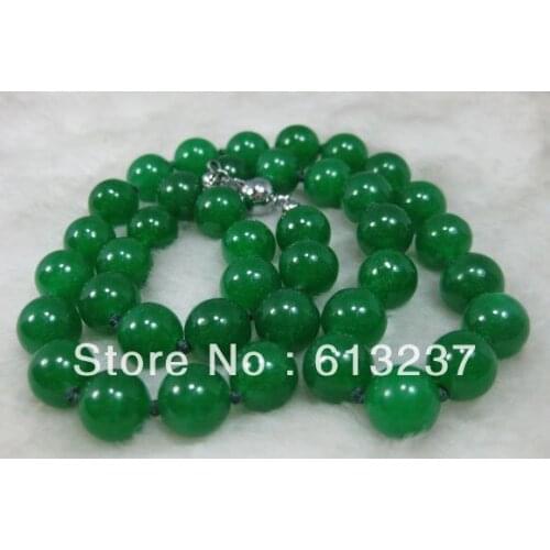 Hot free Shipping new Fashion Style diy Natural 12MM GREEN chalcedony jades stone BEAD NECKLACE 24INCH MY4598