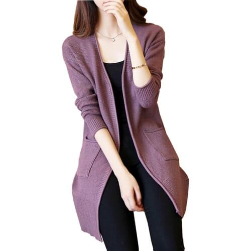 2020 Autumn Winter knitted Cardigan Women Sweater Coat Long Sleeve Casual Coats female Korean Loose Sweater Cardigan Women Tops