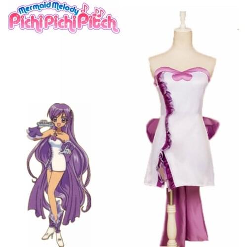 Anime New Mermaid Melody Pichi Pichi Pitch Caren Noel Dress Cosplay Costume With Gloves Custom Size