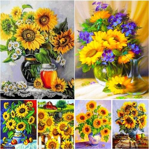 DIY 5D Sunflower Diamond Embroidery Art Decoration Picture Of Rhinestone Painting Full Round Drill Cross Stitch Kit Manual Gift