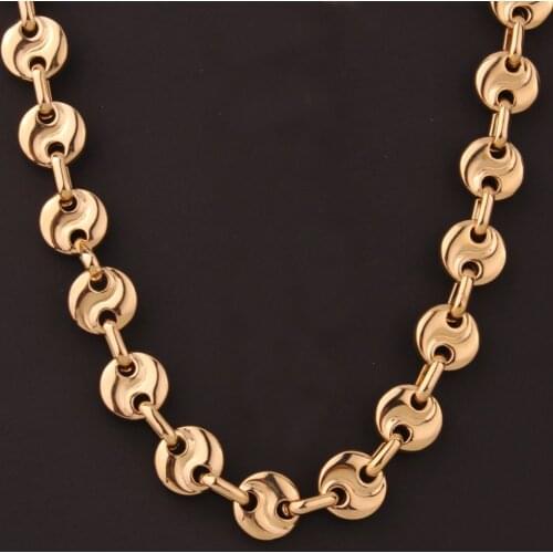Customize Any Length Gold Top Quality Stainless Steel Necklace Boys Mens Chain Necklace Fashion jewelry 10mm wide