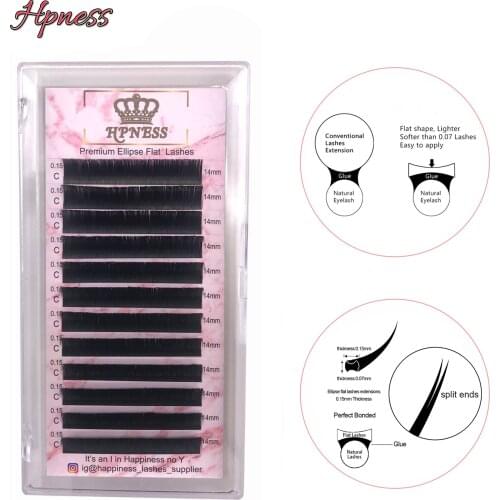 New Flat Ellipse Eyelashes Extensions Split Tips Ellipse Shaped Super Soft Silk False Ellipse Eyelashes