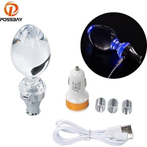 Universal Car Manual Transmission Gear Stick Shift Lever Knob Acrylic Colorful USB Cable Adapters Replacement Interior Parts