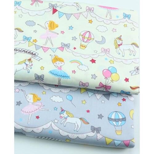 Printed Unicorn Hot Air Balloon 100% Cotton Baby&child Fabric,DIY Bedding Textile Fabric,Sewing Quilting Fat Quarters Material