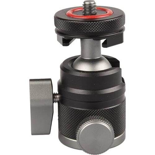 FOTGA Camera Tripod Ball Head with 1/4" Screw Mount Cold Shoe for Camera Tripod Speedlite Phone Selfie Stick