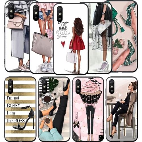 Fashion High Heels Girl Silicone Cover For Xiaomi Redmi 9 9T 9C 8 7 6 Pro 9AT 9A 8A 7A 6A S2 5 5A 4X Plus Phone Case