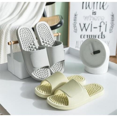 Men Summer Massage Slippers Solid Home Slippers Big Size Couple Slides Leisure Non-slip Slippers Snug Bedroom Slides Flip Flops