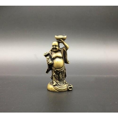 Collectable Chinese Brass Carved Maitreya Buddha Exquisite Small Statues