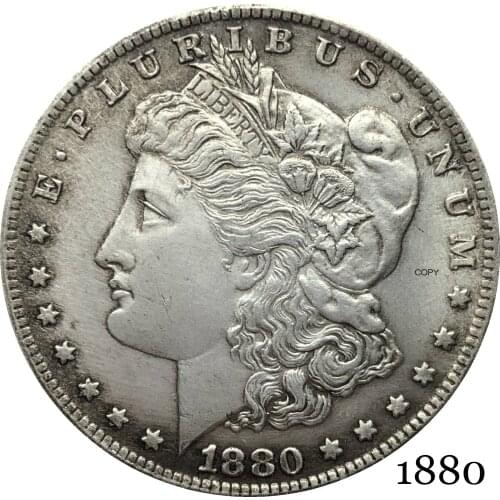 United States Of America 1880 Morgan One Dollar US Coin Liberty Cupronickel Silver Plated In God We Trust Copy Coin