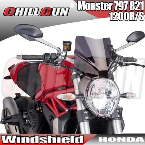 Sports Touring WindScreen Windshield Viser Visor Deflector For DUCATI Monster 797 M797 MONSTER 821 M821 1200 1200S 1200R '14-'20
