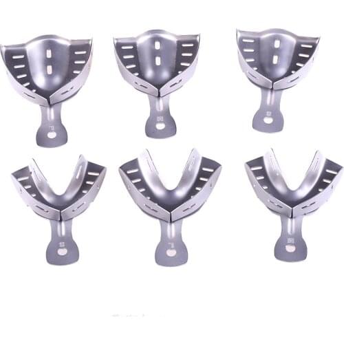 6 pcs/box Dental Adjustable Trays Stainless Steel Impression Trays Autoclavable Dental Teeth Tray Dentist Tools Dental Trays