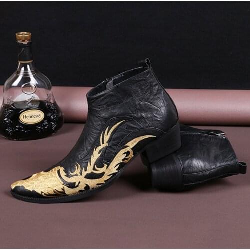 In 2020, mens new peculiar leather boots, autumn leather shoes, mens leisure leather boots, and comfortable antiskid boots wit